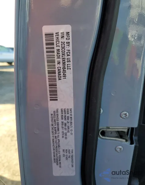 2021 Dodge Charger Srt Hellcat from USA, damaged, VIN 2C3CDXL9XMH645491